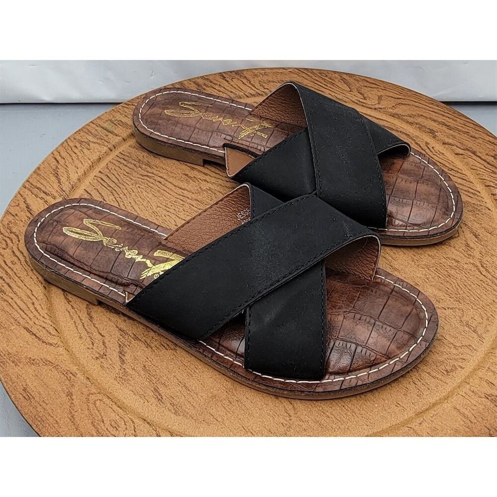 Seven7 Jesse Sandal Slides  Criss-Cross Strap Black Women's Size 7 - Picture 3 of 10